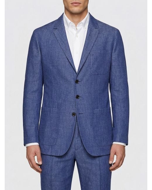 Boglioli Blue Cotton Single Breasted Blazer for men