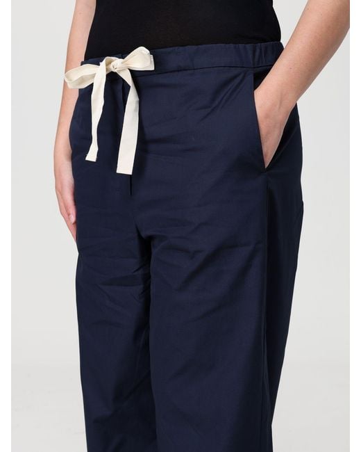 Max Mara Blue Cotton Wide-Leg Trousers