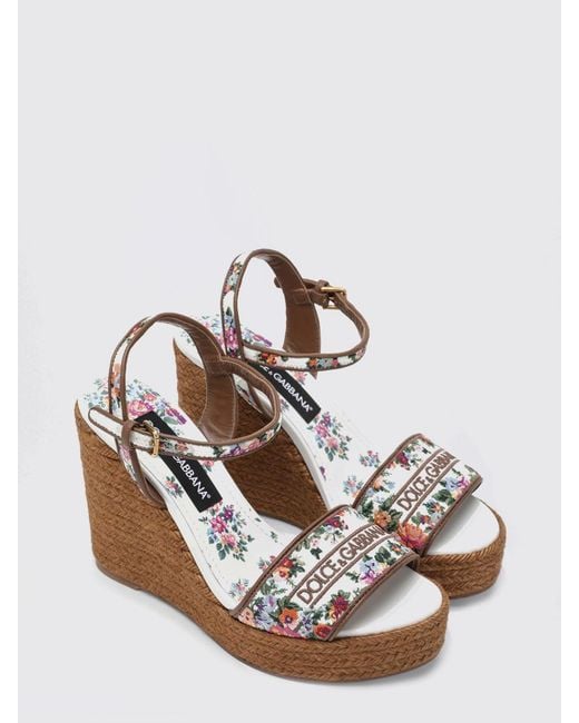 Dolce & Gabbana Pink Dolce &Amp Gabbana Nappa Wedge Sandals With Floral Embroidery
