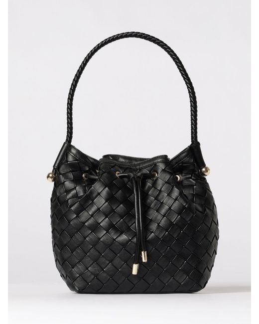 Twinset Black Woven Synthetic Leather Bucket Bag
