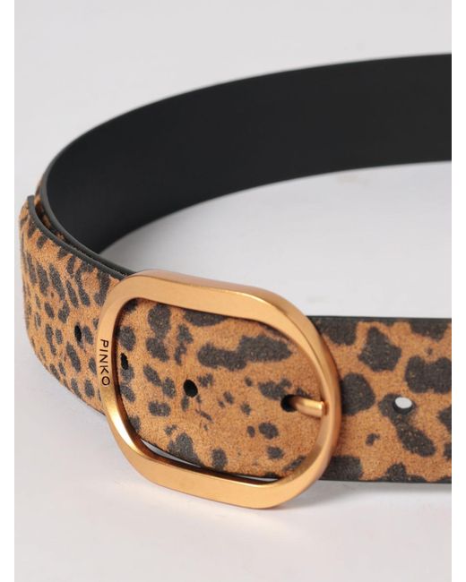 Pinko Brown Animal Print Suede Belt