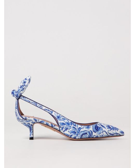 Aquazzura Blue Deneuve Pumps Floral Print