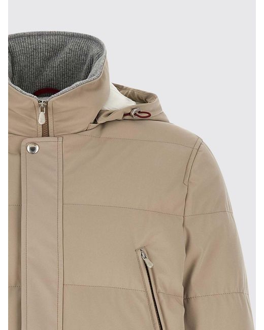 Brunello Cucinelli Natural Water-Repellent Nylon Parka With Removable Hood for men