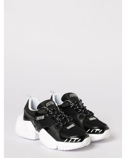 Versace Jeans Couture Black Mesh And Leather Sneakers for men