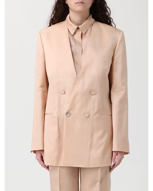 Alberta Ferretti Natural Double-Breasted Organza Blazer
