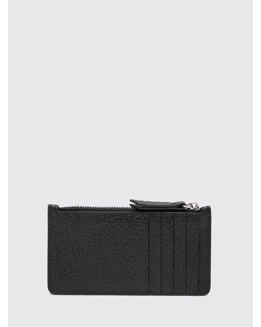 Maison Margiela Black Four Stitches Grained Calfskin Leather Zipped Card Holder for men