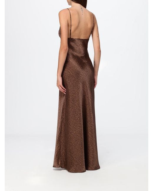 Mc2 Saint Barth Brown Animalier Print Silk Long Slip Dress