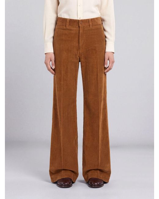 Polo Ralph Lauren Brown High-Waisted Corduroy Flare Trousers