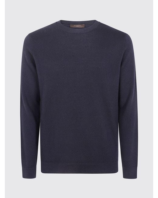 Zanone Blue Slim Fit Crewneck Jumper for men