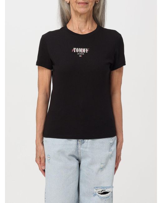 T-shirt in cotone di Tommy Hilfiger in Black