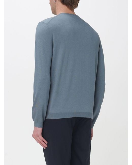 Giorgio Armani Blue Cashmere Crew-Neck Pullover for men