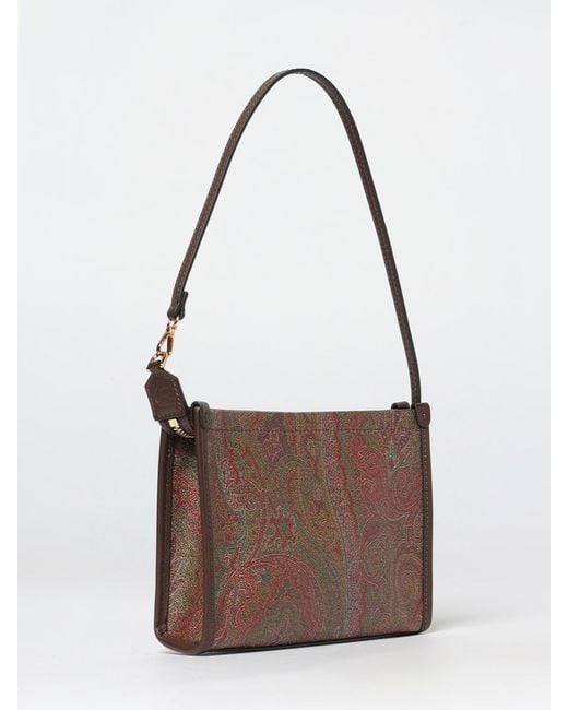 Etro Brown Arnica Pegaso Coated Cotton Paisley Jacquard Pouch