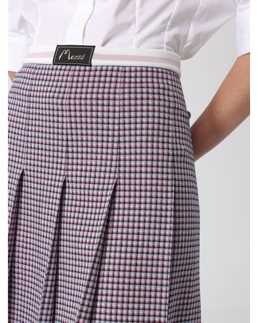 Marni Purple Pleated Viscose Blend Skirt With Logo