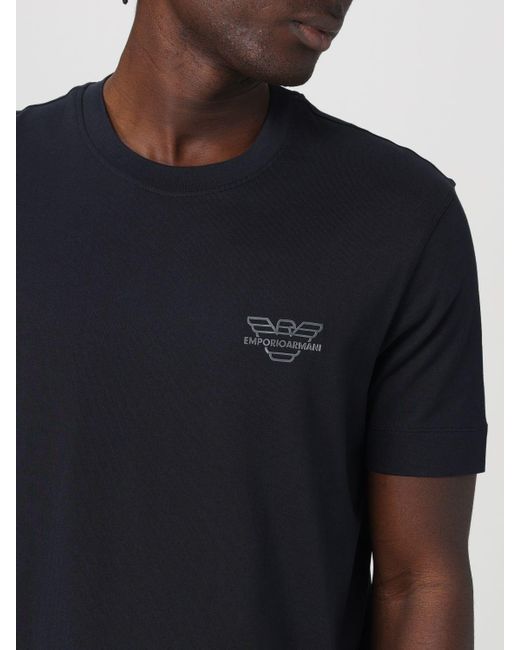 T-shirt in jersey con logo di Emporio Armani in Blue da Uomo