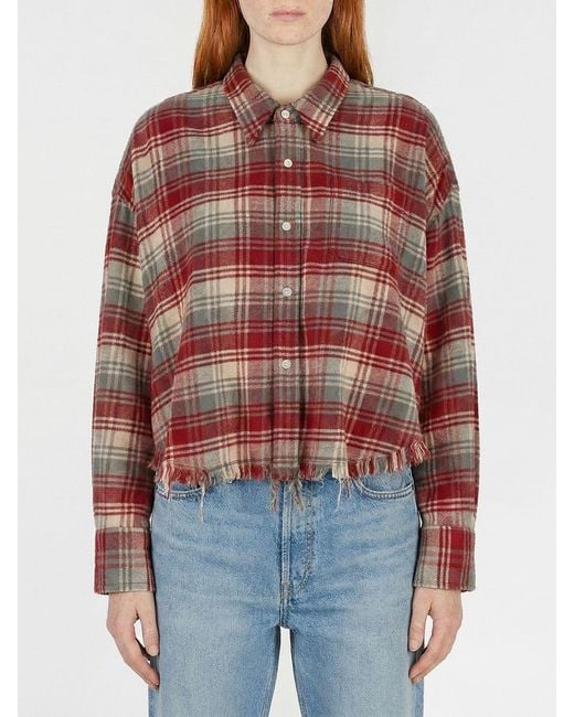 R13 Red Cotton Check Shirt