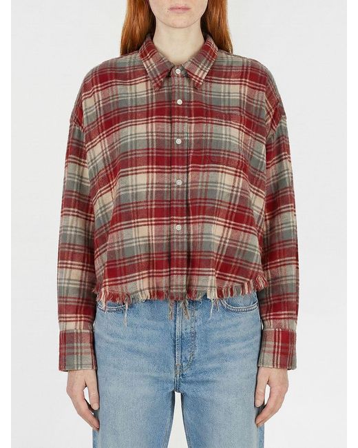 R13 Red Cotton Check Shirt