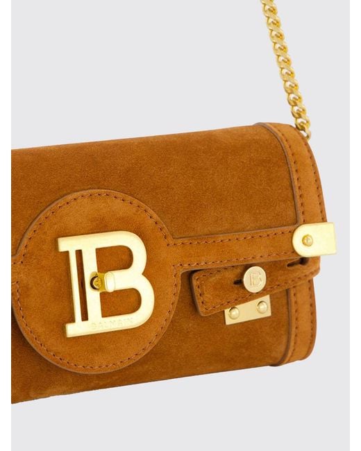 Balmain Brown B-Buzz Suede Bag
