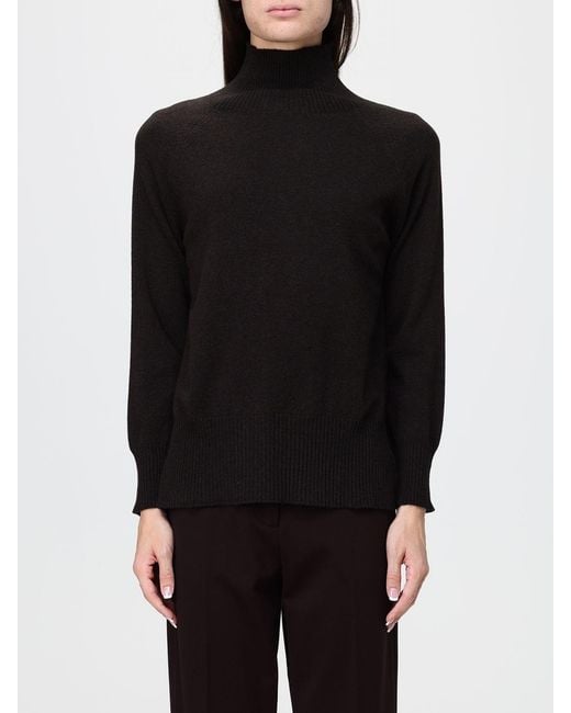 Kangra Black Wool Long-Sleeved Roll Neck Jumper With Ribbed Trims