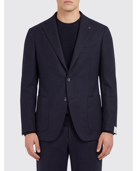 Tagliatore Blue Wool And Cashmere Single-Breasted Blazer for men