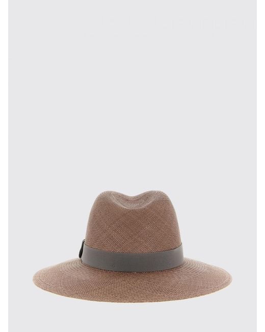 Brunello Cucinelli Brown Raffia Hat With Ribbon