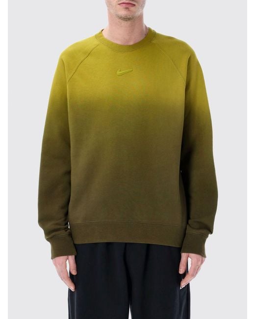 Nike Green Cotton Blend Crewneck Sweatshirt With Logo
