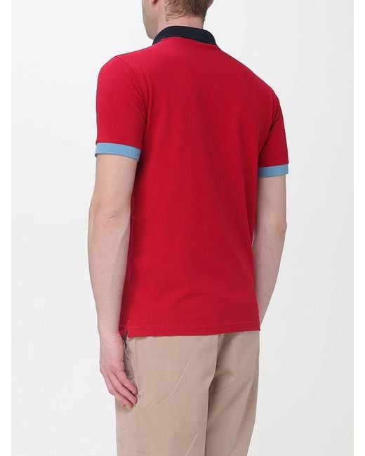 Sun 68 Red Cotton Polo Shirt for men