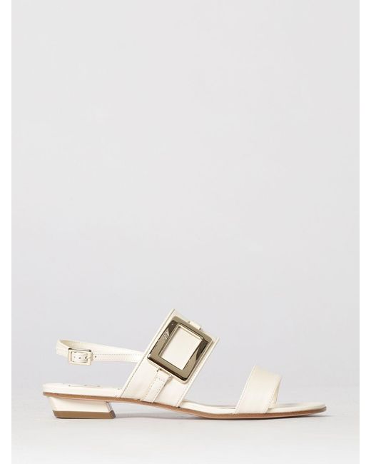 Roger Vivier White Belle Vivier Leather Sandal
