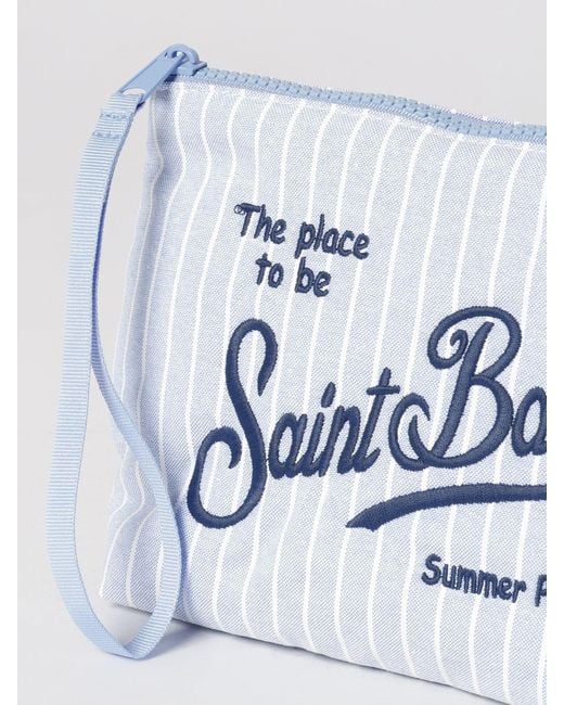 Mc2 Saint Barth Blue Aline Striped Cotton Blend Pouch