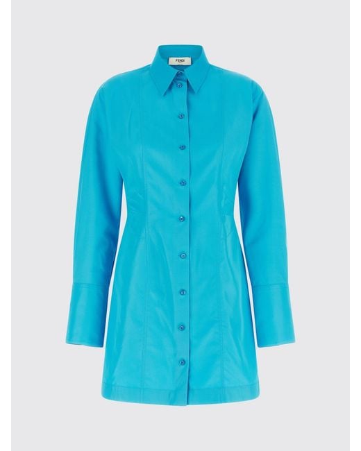 Fendi Blue Nylon Chemisier Dress