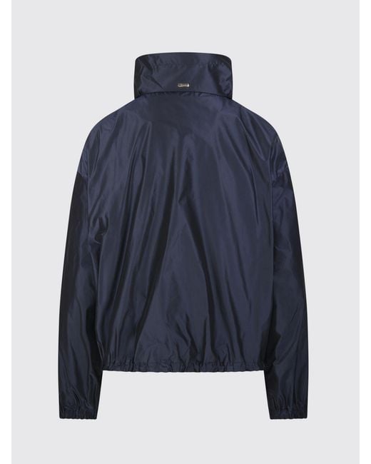 Herno Blue Short Water-Repellent Taffeta Windbreaker Jacket With Hood And High Neck