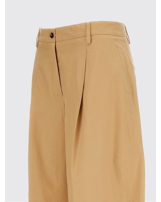 Alberto Biani Natural High-Waisted Tailored Flared Cotton Trousers