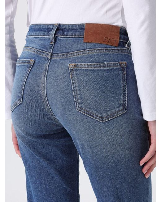 Fay Blue Flared Stretch Denim Jeans