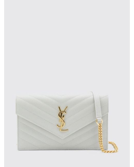 Saint Laurent White Envelope Cassandre Chain Wallet