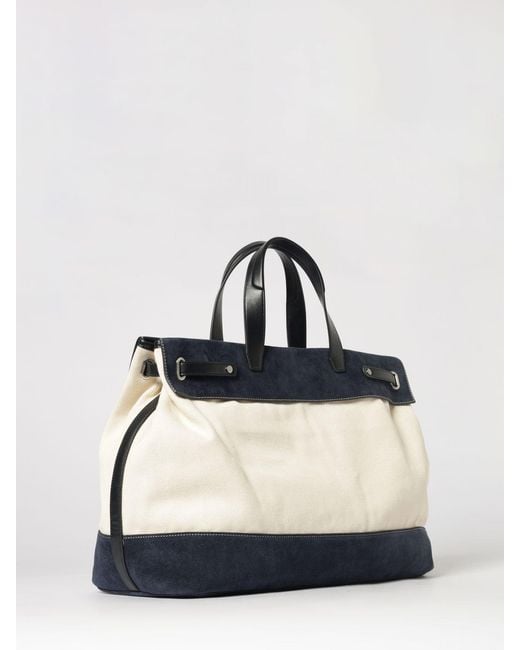 Emporio Armani Blue Cotton And Suede Shopping Bag for men