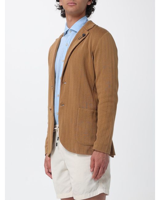 Lardini Natural Single-Breasted Knit Jacket for men