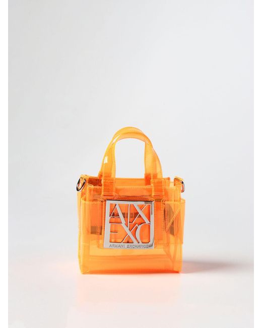 Armani Exchange Orange Armani Excghange Tote Bag In Pvc