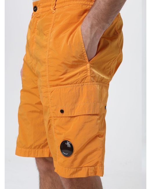 C P Company Orange Technical Fabric Cargo Shorts for men