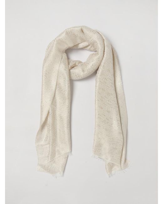 Emporio Armani Natural Viscose Blend Scarf With Embroidered Sequins