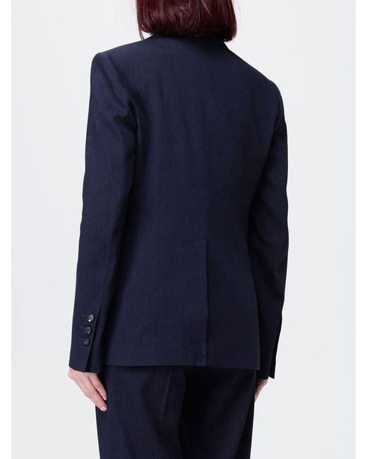 Tela Blue Linen Blend Single-Breasted Blazer
