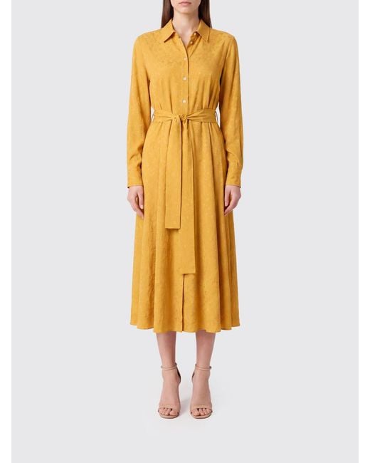 Pinko Yellow Floral Print Midi Shirtdress