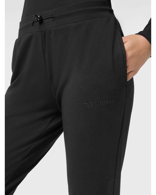 Philipp Plein Black Jersey Jogger Trousers With Drawstring And Contrasting Logo