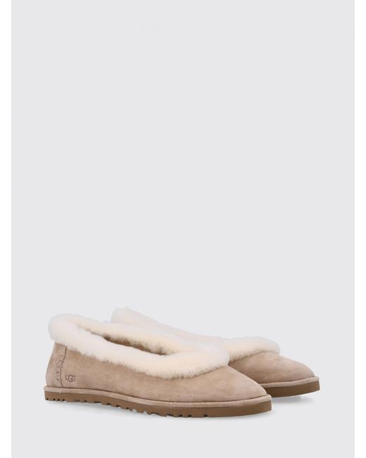 Ugg Pink Zora Suede And Wool Ballerina Flats