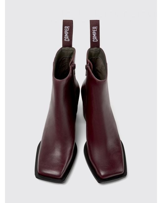 Camper Purple Karole Leather Ankle Boots