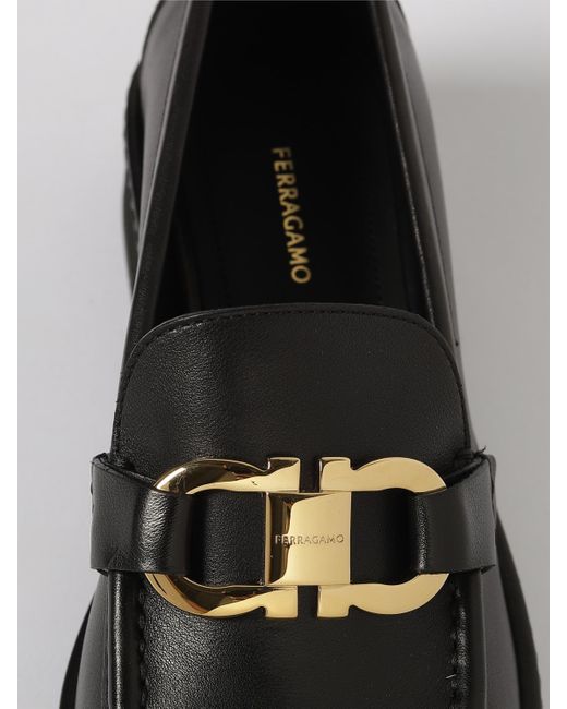 Ferragamo Black Gancini Loafers