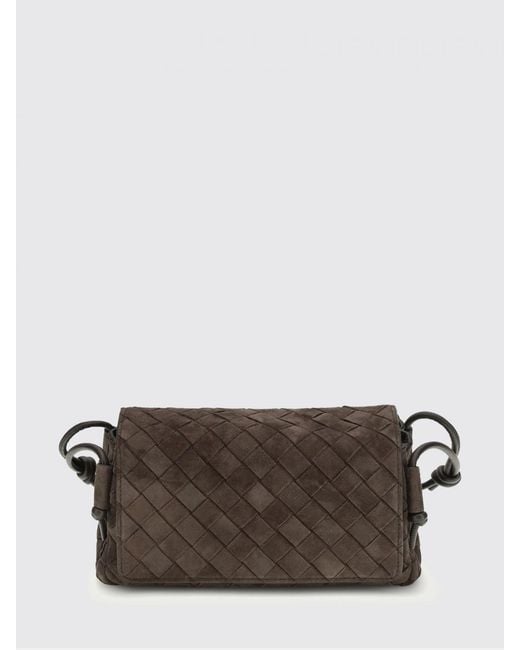 Bottega Veneta Gray Woven Suede Notturno Bag