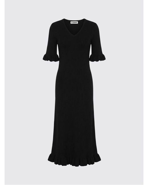 Jil Sander Black Knit Midi Dress