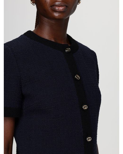 Gucci Blue Wool Blend Chemisier Dress