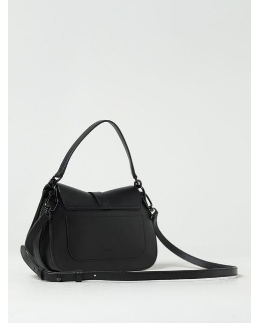 Furla Black Flow Bag In Leather With Shoulder Strap