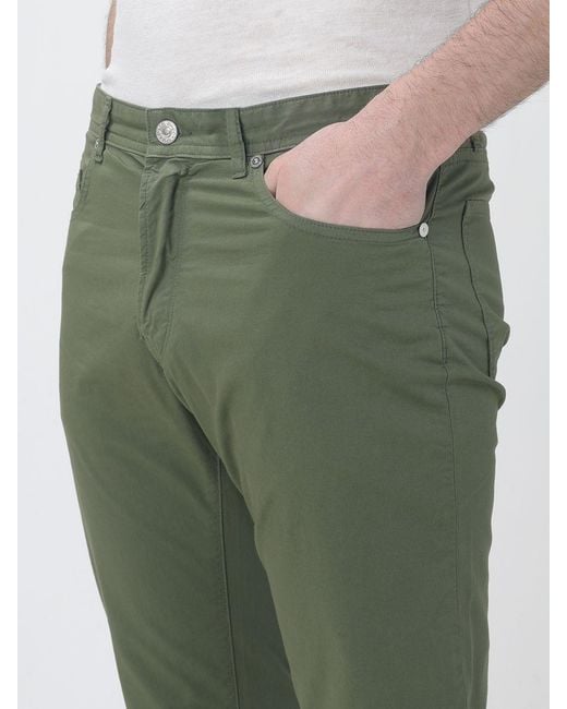 Brooksfield Green Cotton Slim Fit Trousers for men