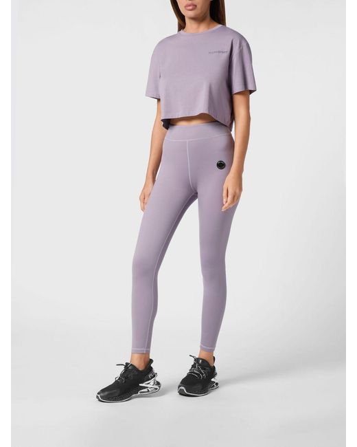 Philipp Plein Purple Technical Stretch Fabric Leggings